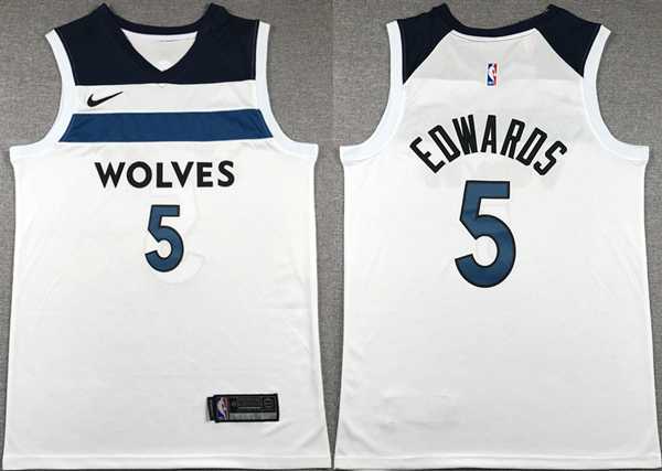 Mens Minnesota Timberwolves #5 Anthony Edwards White Association Edition Stitched Jersey->->NBA Jersey